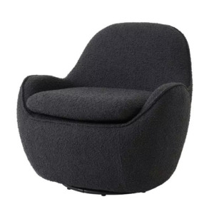 Designer Occasional Chair Cupido by Eichholtz in bouclè cream or bouclè black with a swivel base