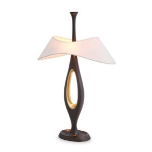Table Lamp Gianfranco by Eichholtz in gunmetal and polished brass finish with white lampshade