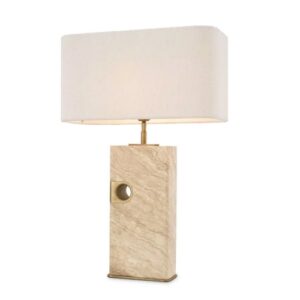 Table Lamp Sebago by Eichholtz in travertine and antique brass finish