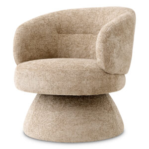Occasional Designer Swivel Chair Liberty by Eichholtz in lyssa sand finish with a swivel base