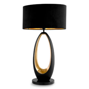 Table Lamp Volo by Eichholtz in gunmetal and gold finish including black velvet lampshade