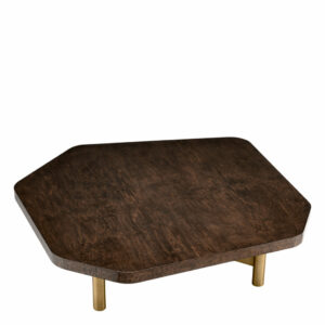 Designer Oracle Coffee Table by Eichholtz in high gloss maple veneer and brushed brass finish