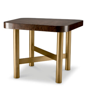 Designer Oracle Side Table by Eichholtz in high gloss maple veneer and brushed brass finish