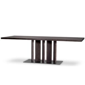 Designer Rectangular Dining Table Julius by Eichholtz in mocha oak veneer and medium bronze finish