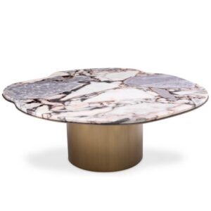 Designer Coffee Table Shapiro by Eichholtz in brushed brass finish with a marble top