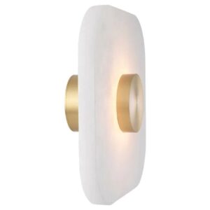 Wall Lamp Aguaron S by Eichholtz in alabaster and light brass finish with LED integrated lights