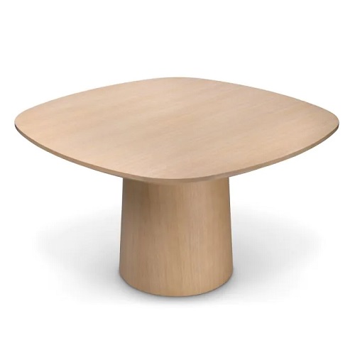 Designer Round Dining Table Motto by Eichholtz in natural oak veneer or black veneer finish