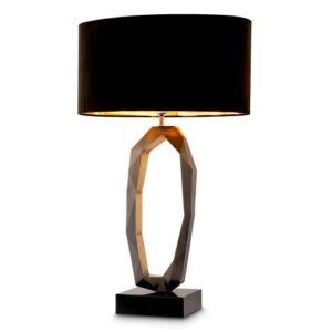 Table Lamp Santos by Eichholtz in gunmetal and antique brass finish with black marble base including black velvet shade