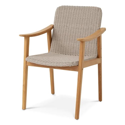 Outdoor Dining Chair Honolulu by Eichholtz in natural teak with taupe colour weave