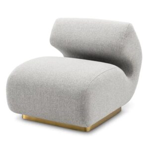 Luxurious Designer Chair Sansome by Eichholtz with a brushed brass finish base and an elegant Reve grey hue