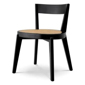 Designer Dining Chair Alvear by Eichholtz in a classic black finish with rattan cane webbing