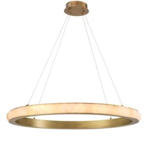 Designer Chandelier Cabildo by Eichholtz and antique brass finish / alabaster