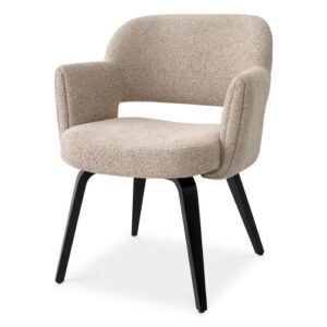 Luxurious Dining Chair Park by Eichholtz in palmer beige or johnston brown mohair finish with black legs