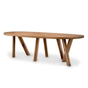 Designer Dining Table Bayshore by Eichholtz in oak wood. Oval in shape