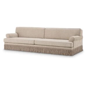 Luxurious Sofa Madison by Eichholtz in palmer beige. Features exquisite fringe detail