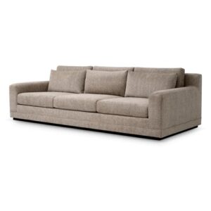 Luxurious Sofa Manhattan by Eichholtz in hunt chenille taupe finish with a black base