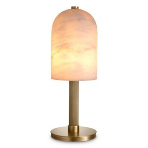 Designer Table Lamp Layla by Eichholtz in antique brass finish with an alabaster shade