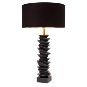 Designer Table Lamp Lorieux by Eichholtz in bronze finish with a black granite base. Includes black shade