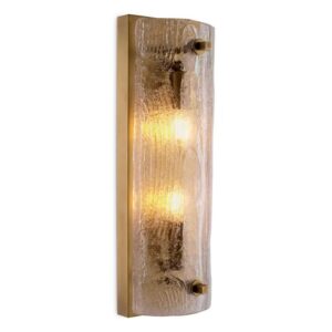 Designer Wall Lamp Lagos by Eichholtz in antique brass finish featuring handmade glass