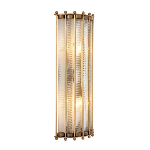 Designer Wall Lamp Tiziano by Eichholtz in antique brass finish / handmade clear glass