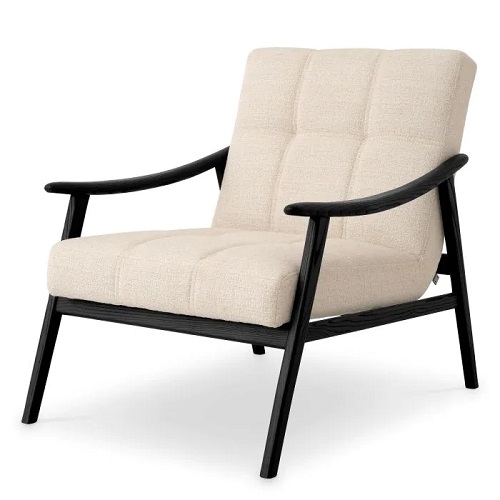 Designer Chair Mortensen by Eichholtz in nuoro beige fabric and black wooden frame