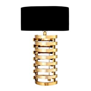 Luxurious Table Lamp Boxter L by Eichholtz in gold finish with a black shade