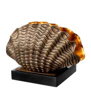 Luxurious Table Lamp Burbank by Eichholtz in vintage brass finish with a black granite base