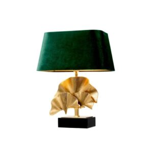 Luxurious Table Lamp Olivier S by Eichholtz polished brass finish with a granite base. Includes green velvet shade