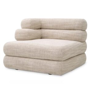 Luxurious Malaga Modular Sofa - Left by Eichholtz in skyward sand fabric with black feet.