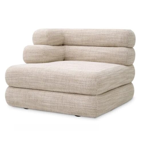 Luxurious Malaga Modular Sofa - Left by Eichholtz in skyward sand fabric with black feet.